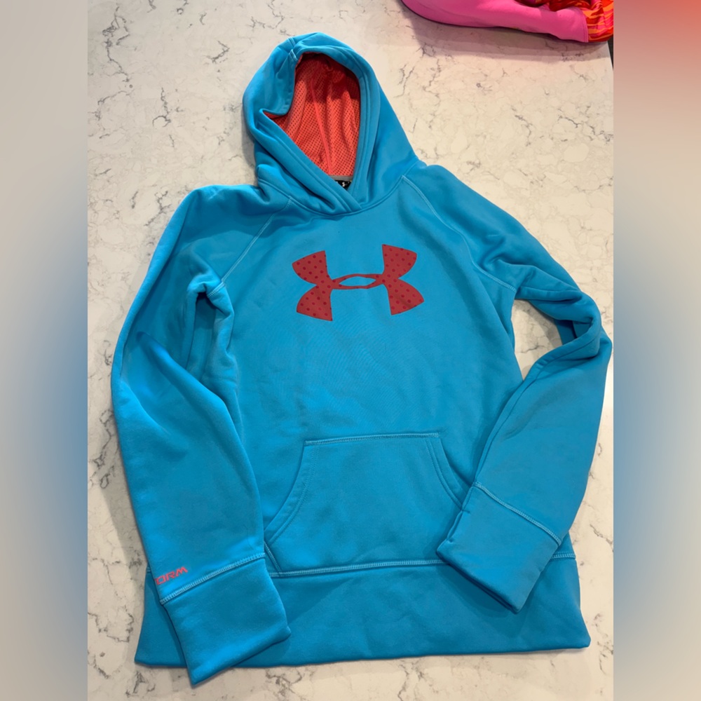 Under Armour Blue Hoodie with Red Logo